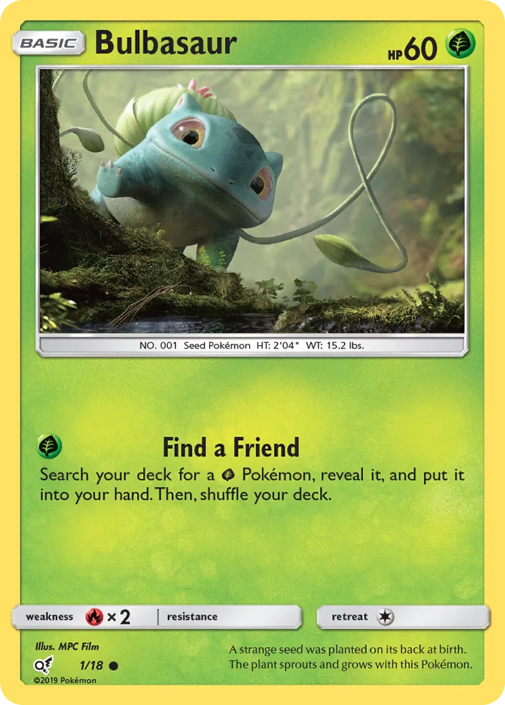 2019 Detective Pikachu Bulbasaur Common #01/18 Common card image
