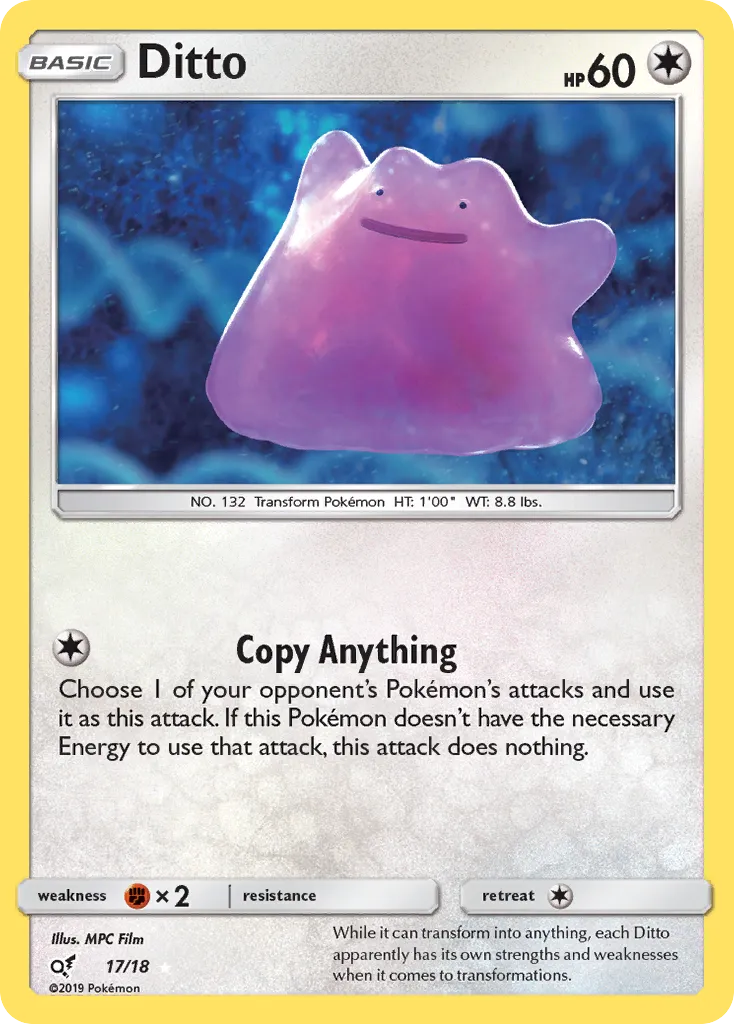 2019 Detective Pikachu Ditto Rare Ultra #17/18 Rare Ultra card image
