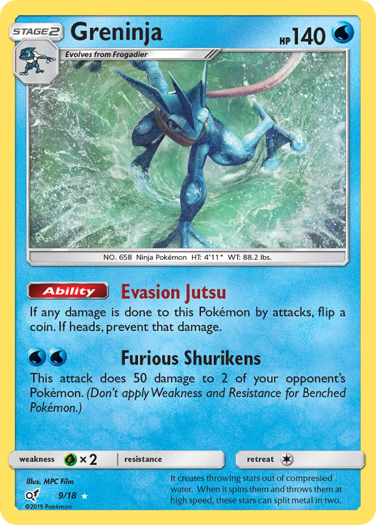 2019 Detective Pikachu Greninja #09/18 Rare Ultra card image