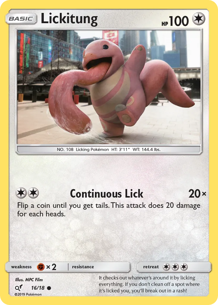 2019 Detective Pikachu Lickitung Common #16/18 Common card image