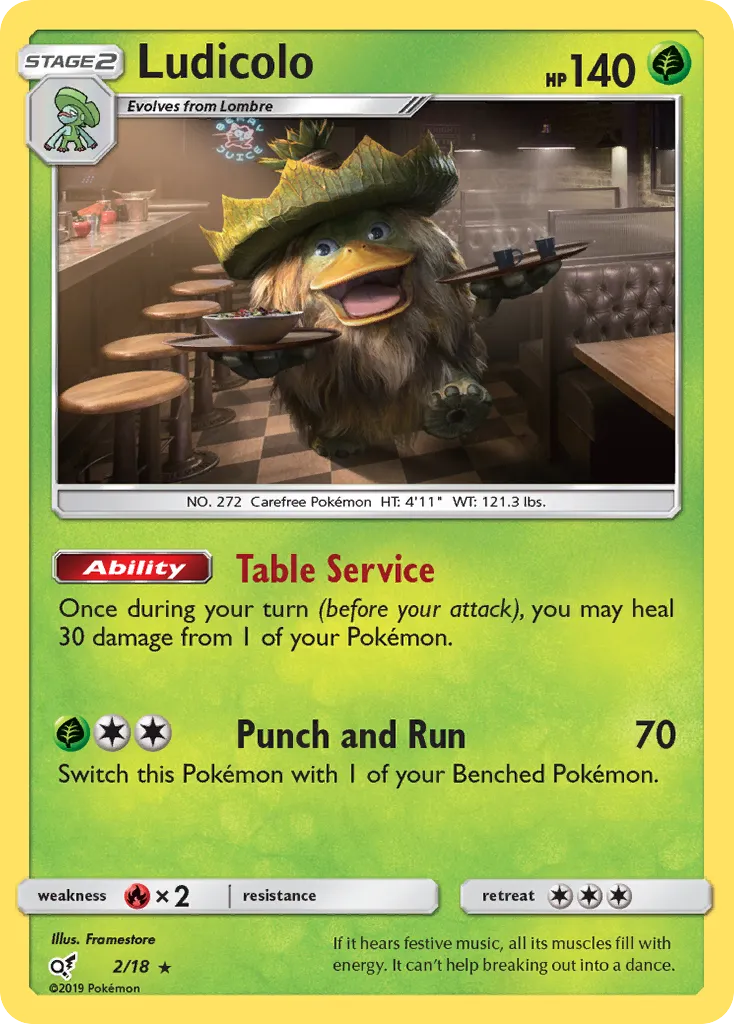 2019 Detective Pikachu Ludicolo #02/18 Rare card image