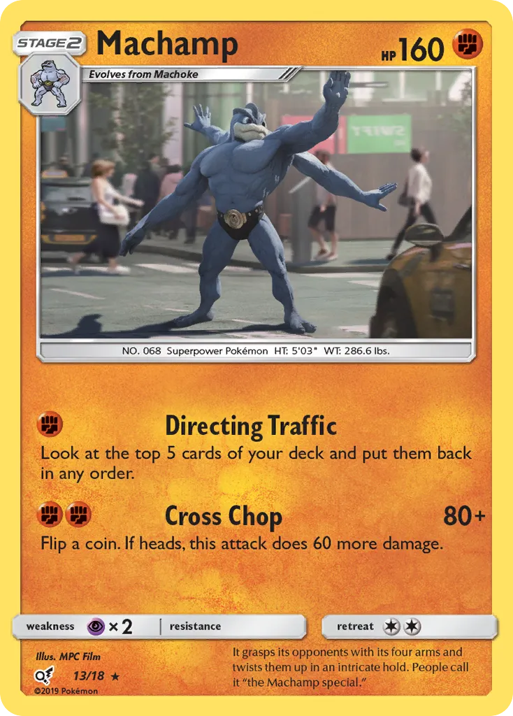 2019 Detective Pikachu Machamp Rare #13/18 Rare card image