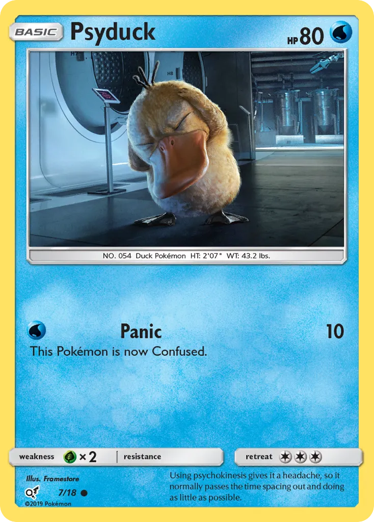 2019 Detective Pikachu Psyduck Common #07/18 Common card image