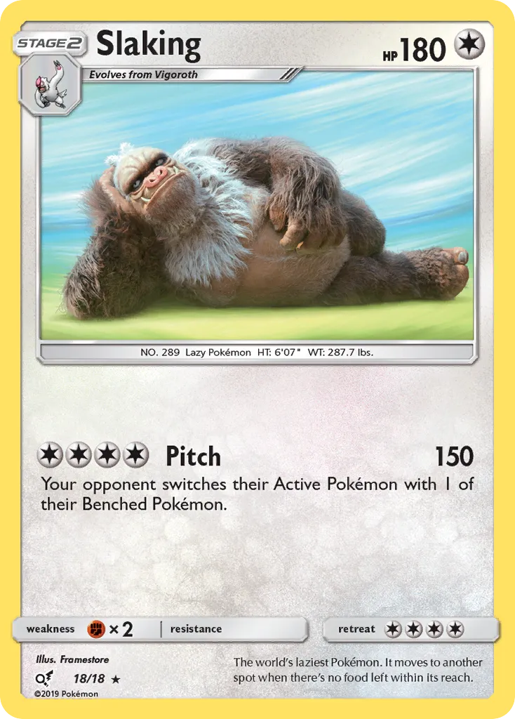 2019 Detective Pikachu Slaking Rare #18/18 Rare card image