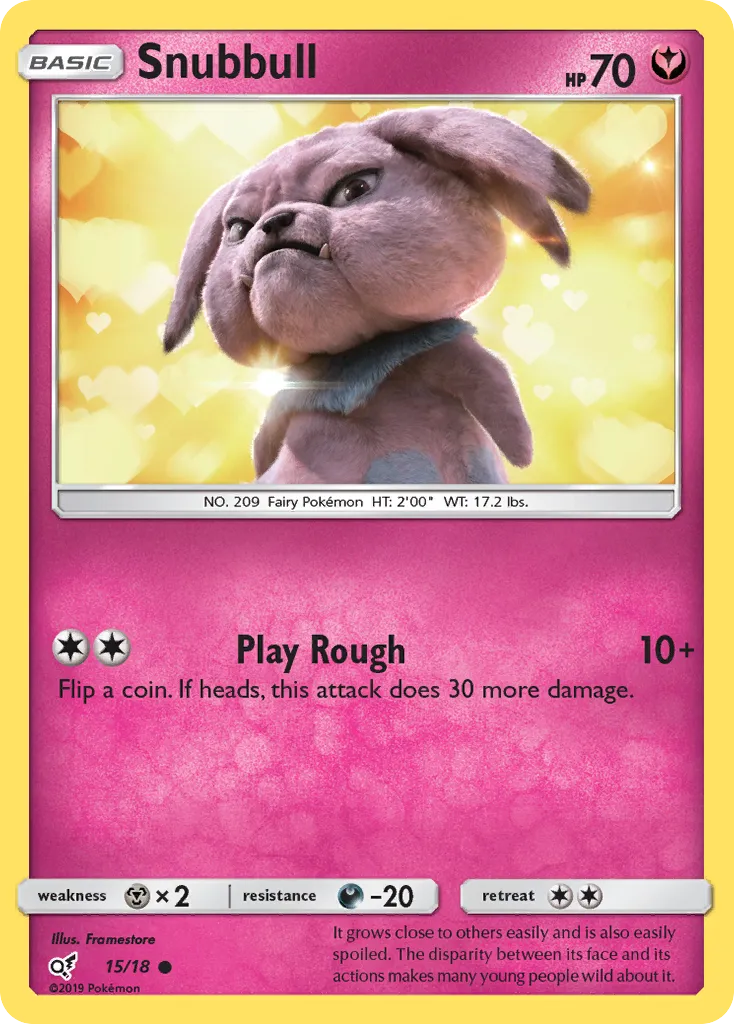 2019 Detective Pikachu Snubbull Common #15/18 Common card image