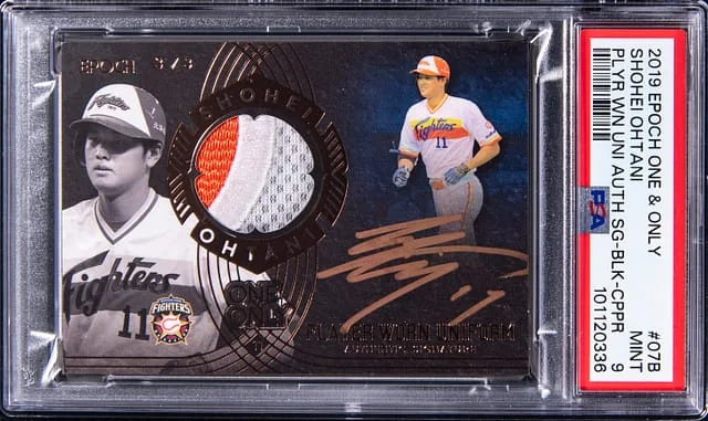 2019 Epoch One & Only Player Worn Uniform Authentic Signature Black Copper Shohei Ohtani #SPW-07B card image