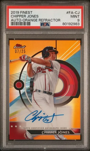 2019 Finest Chipper Jones Autographs Orange Refractor #FA-CJ card image