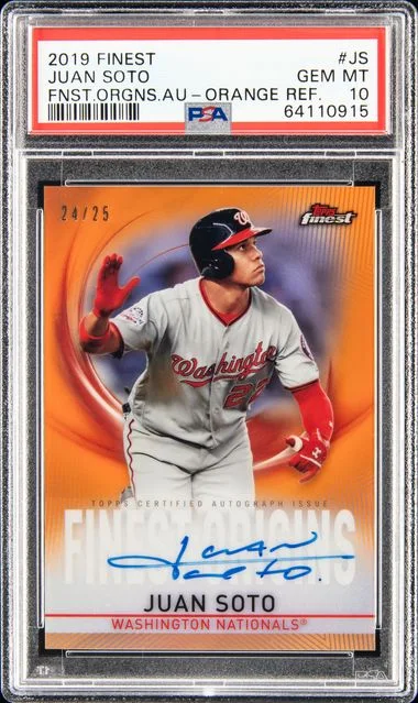 2019 Finest Juan Soto Finest Origins Autograph Orange Refractor #FOA-JS card image
