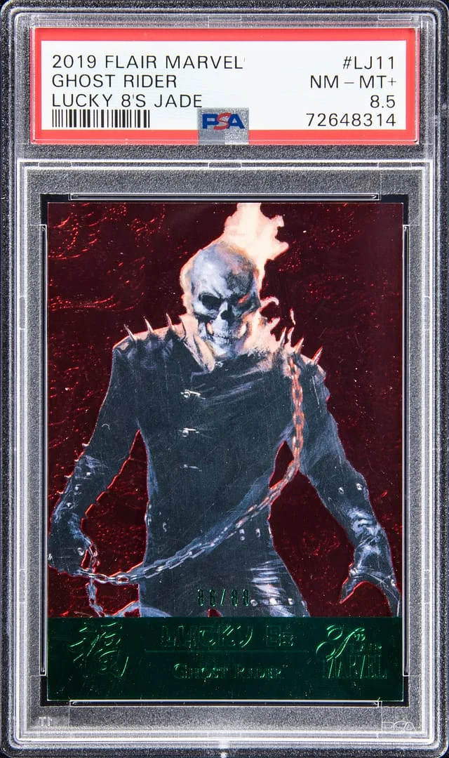 2019 Flair Ghost Rider Marvel Lucky 8's Jade #LJ-11 card image