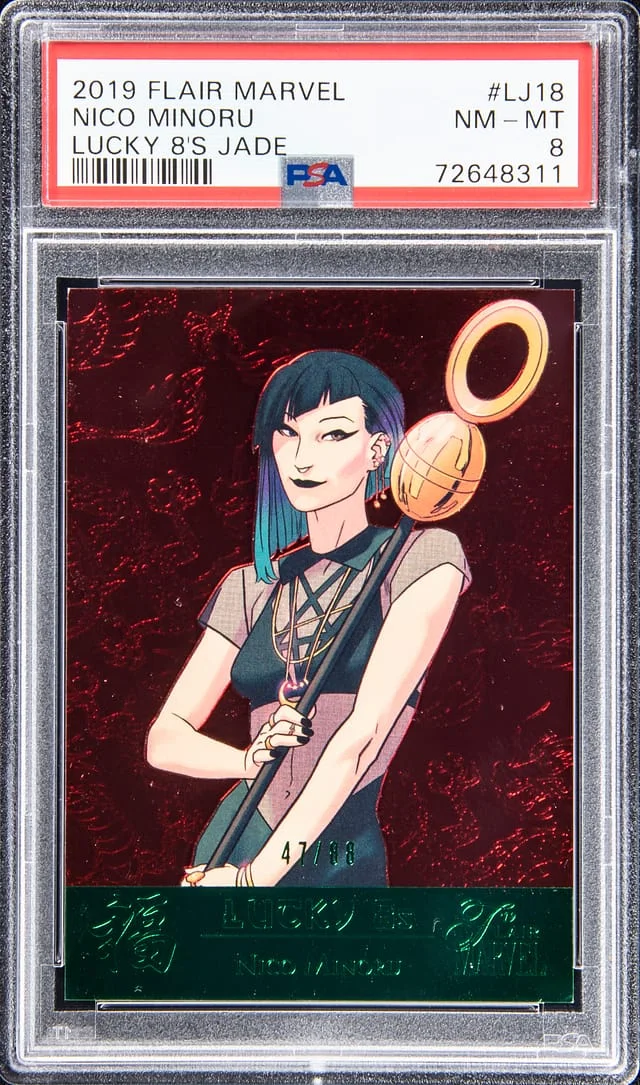2019 Flair Nico Minoru Marvel Lucky 8's Jade #LJ-18 card image