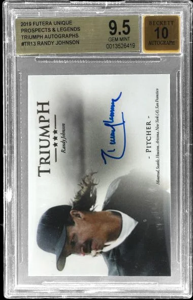 2019 Futera Unique Prospects And Legends Triumph Autographs Randy Johnson #TR13 card image