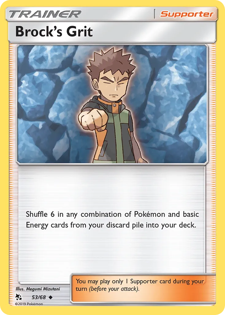2019 Hidden Fates Brock's Grit Uncommon #53/68 Uncommon card image