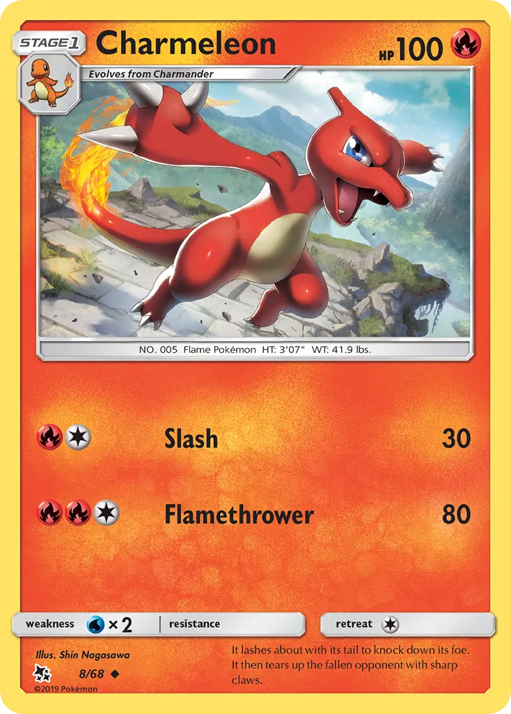 2019 Hidden Fates Charmeleon Uncommon #08/68 Uncommon card image