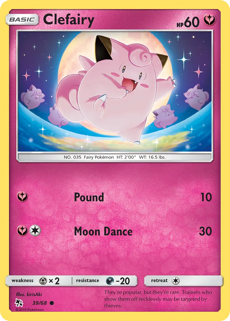 2019 Hidden Fates Clefairy #39/68 Common card image