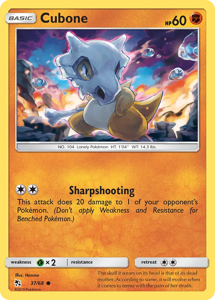 2019 Hidden Fates Cubone Common #37/68 Common card image