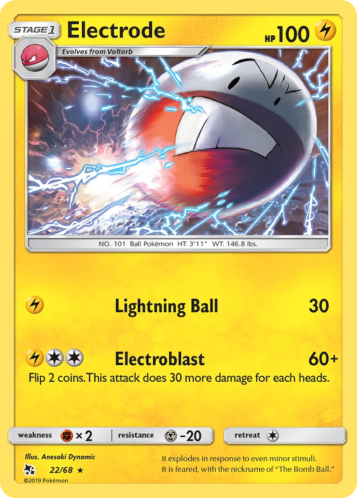 2019 Hidden Fates Electrode Rare #22/68 Rare card image