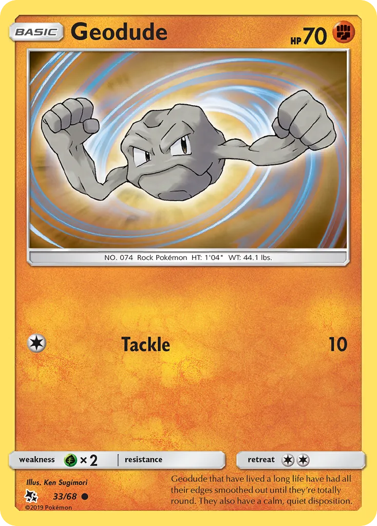 2019 Hidden Fates Geodude Common #33/68 Common card image