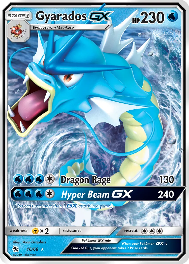 2019 Hidden Fates Gyarados-GX #16/68 Rare Holo GX card image