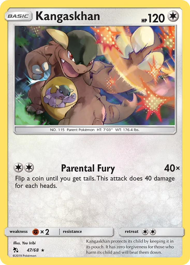 2019 Hidden Fates Kangaskhan Rare #47/68 Rare card image