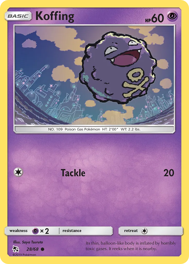2019 Hidden Fates Koffing Common #28/68 Common card image