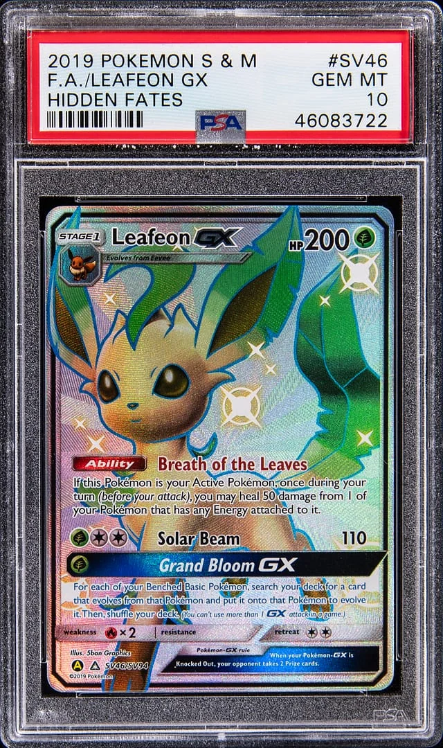 2019 Hidden Fates Leafeon GX #SV46 Unlisted card image