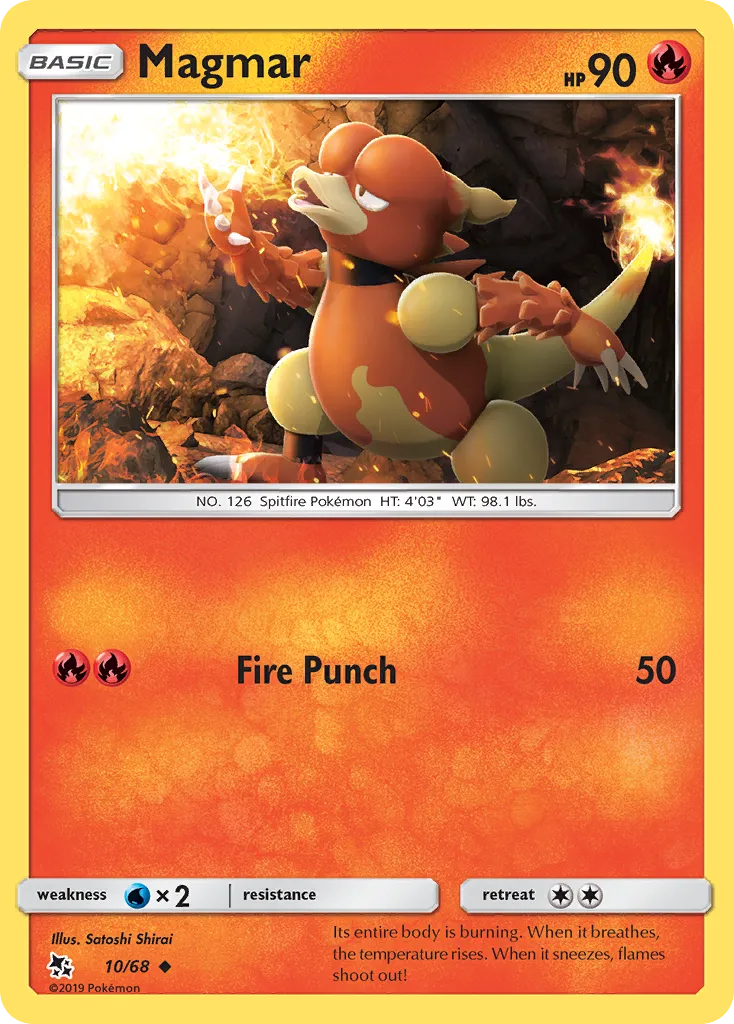 2019 Hidden Fates Magmar Uncommon #10/68 Uncommon card image