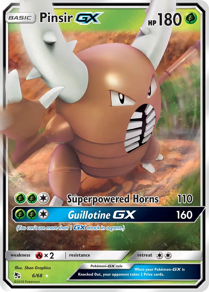 2019 Hidden Fates Pinsir-GX #06/68 Rare Holo GX card image