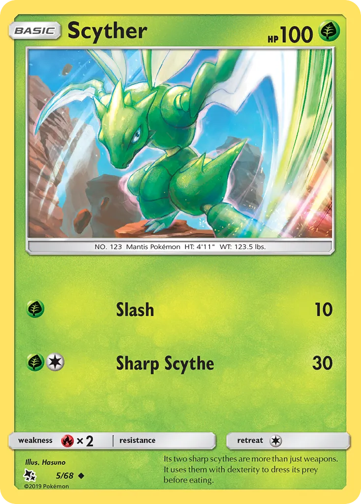 2019 Hidden Fates Scyther Uncommon #05/68 Uncommon card image