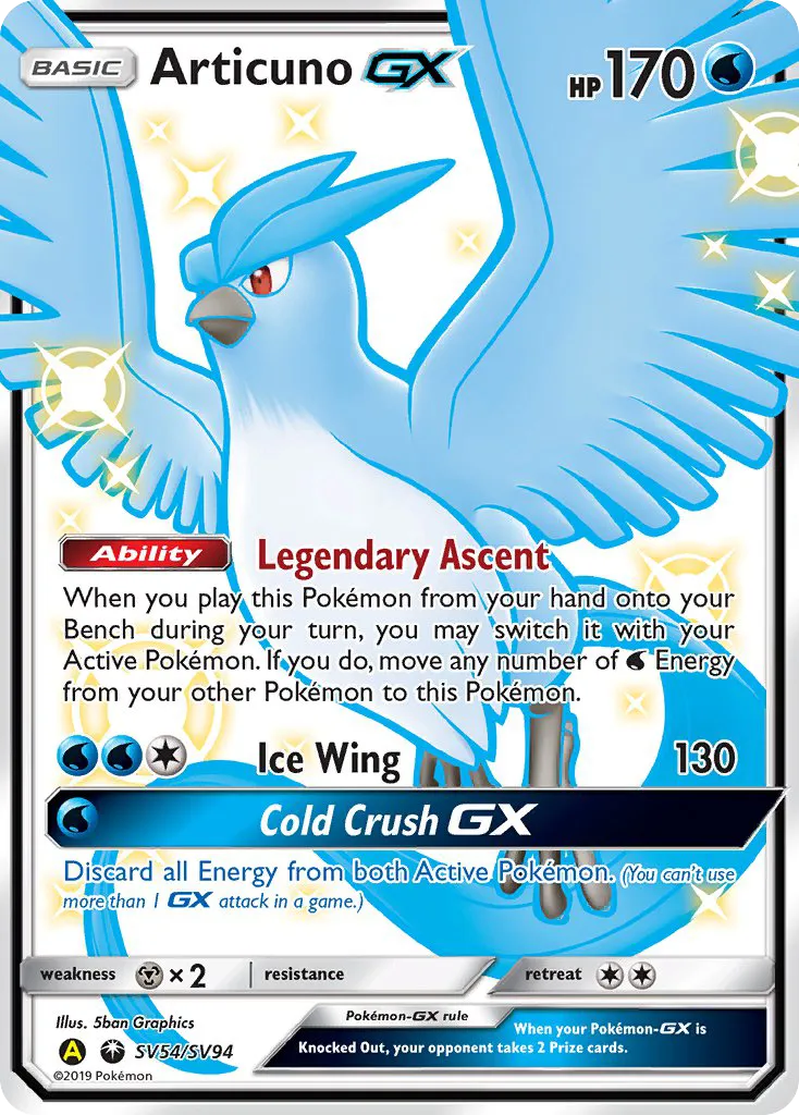 2019 Hidden Fates Shiny Vault Articuno-GX Rare Shiny GX #SV54 Rare Shiny GX card image