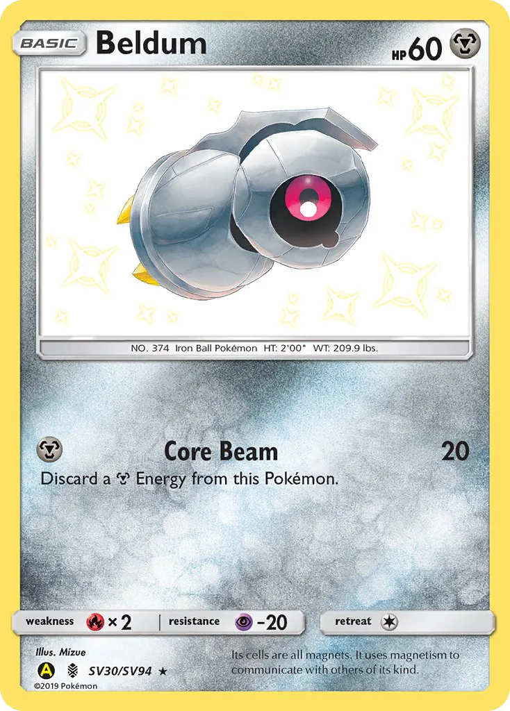 2019 Hidden Fates Shiny Vault Beldum Rare Shiny #SV30 Rare Shiny card image