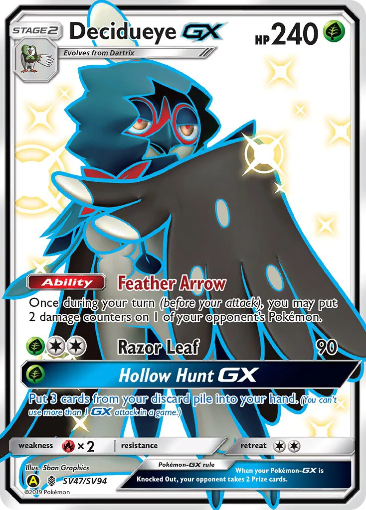 2019 Hidden Fates Shiny Vault Decidueye-GX Rare Shiny GX #SV47 Rare Shiny GX card image