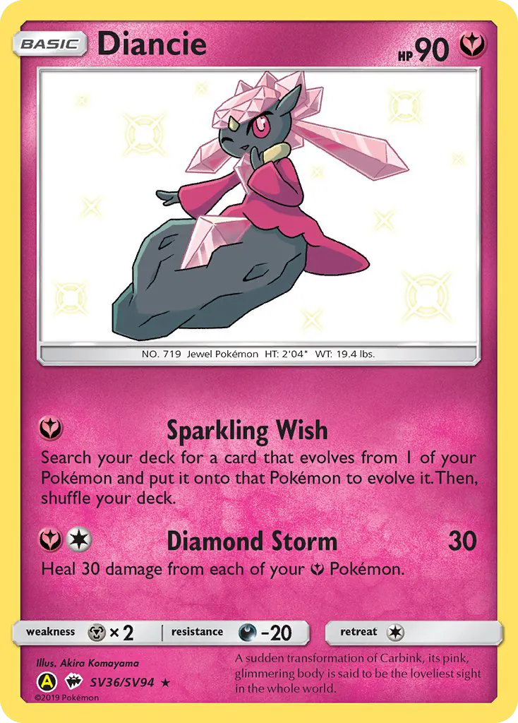 2019 Hidden Fates Shiny Vault Diancie Rare Shiny #SV36 Rare Shiny card image