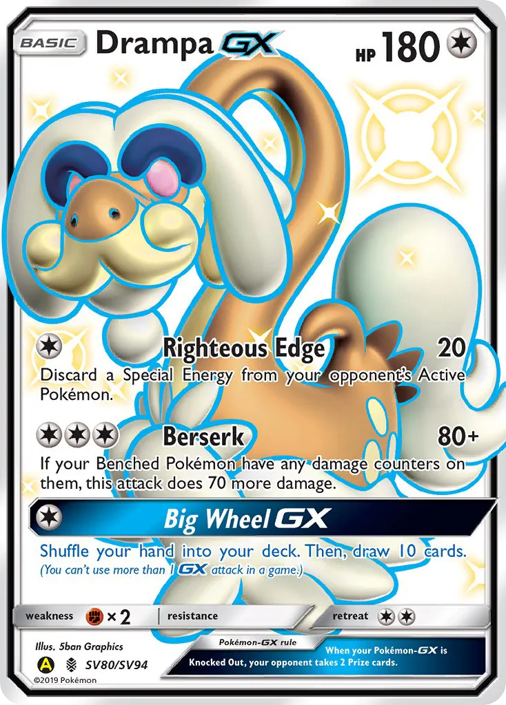 2019 Hidden Fates Shiny Vault Drampa-GX Rare Shiny GX #SV80 Rare Shiny GX card image