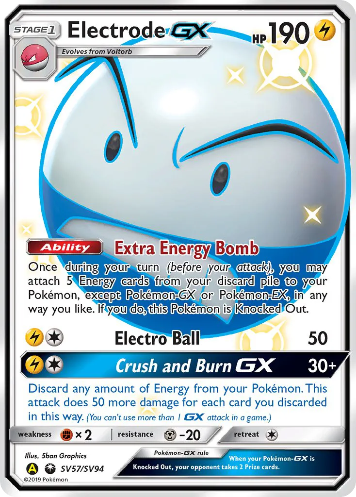 2019 Hidden Fates Shiny Vault Electrode-GX Rare Shiny GX #SV57 Rare Shiny GX card image