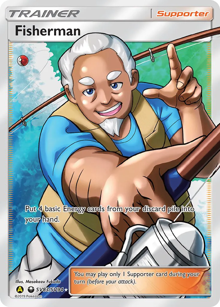 2019 Hidden Fates Shiny Vault Fisherman Rare Ultra #SV83 Rare Ultra card image