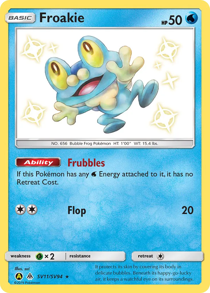 2019 Hidden Fates Shiny Vault Froakie Rare Shiny #SV11 Rare Shiny card image