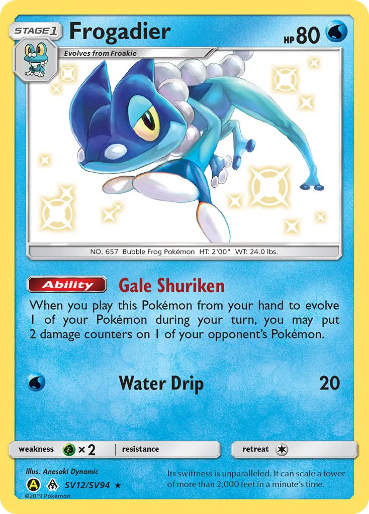 2019 Hidden Fates Shiny Vault Frogadier Rare Shiny #SV12 Rare Shiny card image