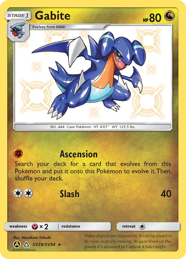 2019 Hidden Fates Shiny Vault Gabite Rare Shiny #SV39 Rare Shiny card image