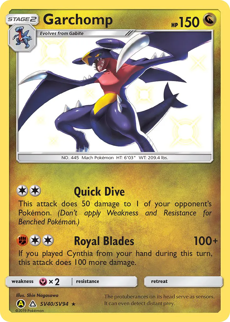 2019 Hidden Fates Shiny Vault Garchomp Rare Shiny #SV40 Rare Shiny card image