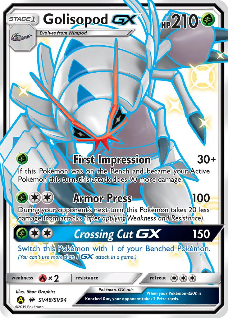 2019 Hidden Fates Shiny Vault Golisopod-GX Rare Shiny GX #SV48 Rare Shiny GX card image