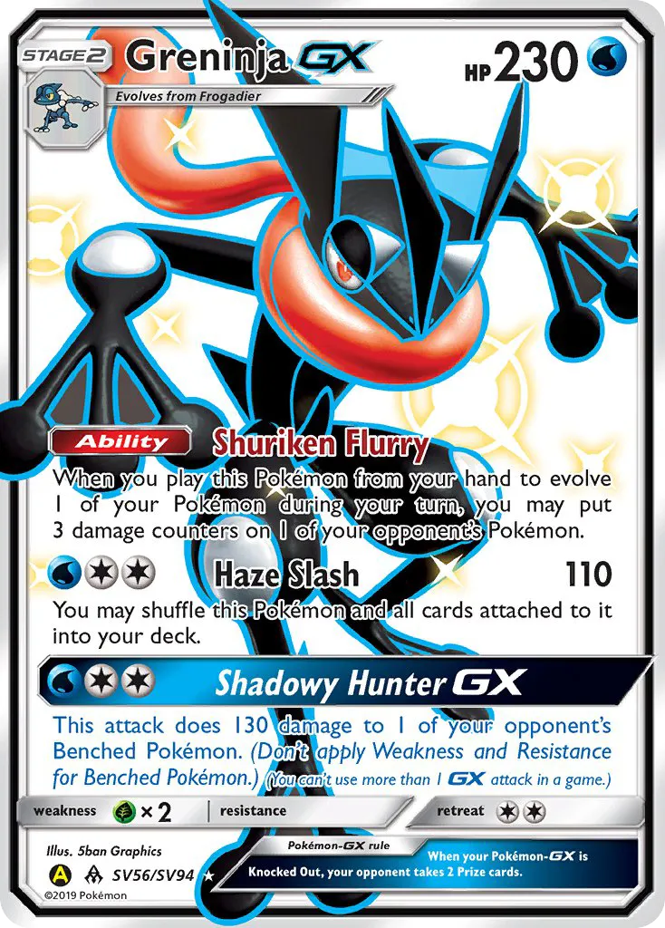 2019 Hidden Fates Shiny Vault Greninja-GX Rare Shiny GX #SV56 Rare Shiny GX card image