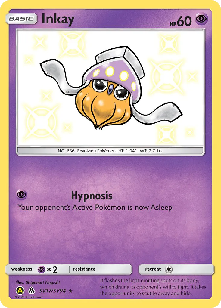 2019 Hidden Fates Shiny Vault Inkay Rare Shiny #SV17 Rare Shiny card image