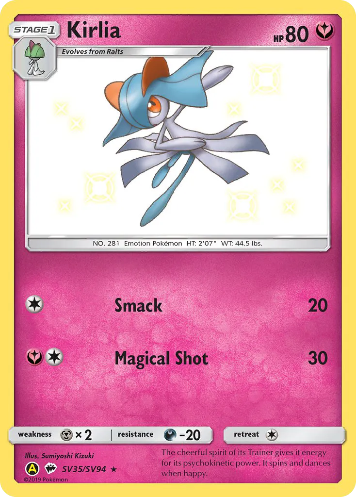 2019 Hidden Fates Shiny Vault Kirlia Rare Shiny #SV35 Rare Shiny card image