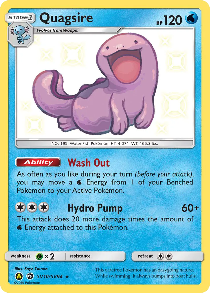 2019 Hidden Fates Shiny Vault Quagsire #SV10 Rare Shiny card image