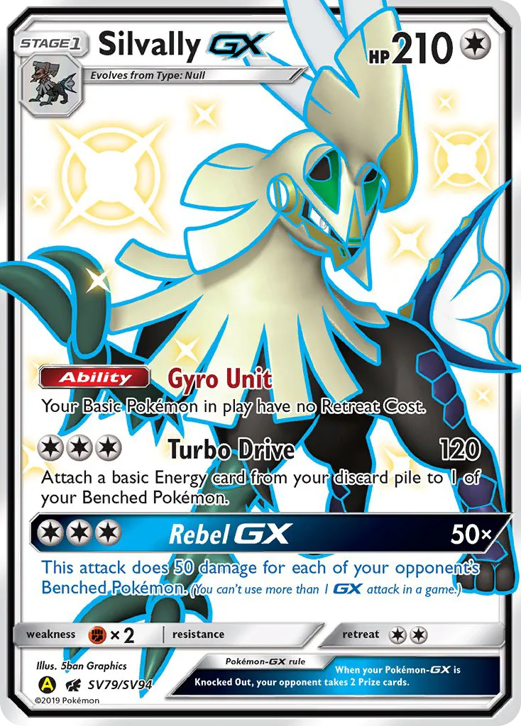 2019 Hidden Fates Shiny Vault Silvally-GX #SV79 Rare Shiny GX card image