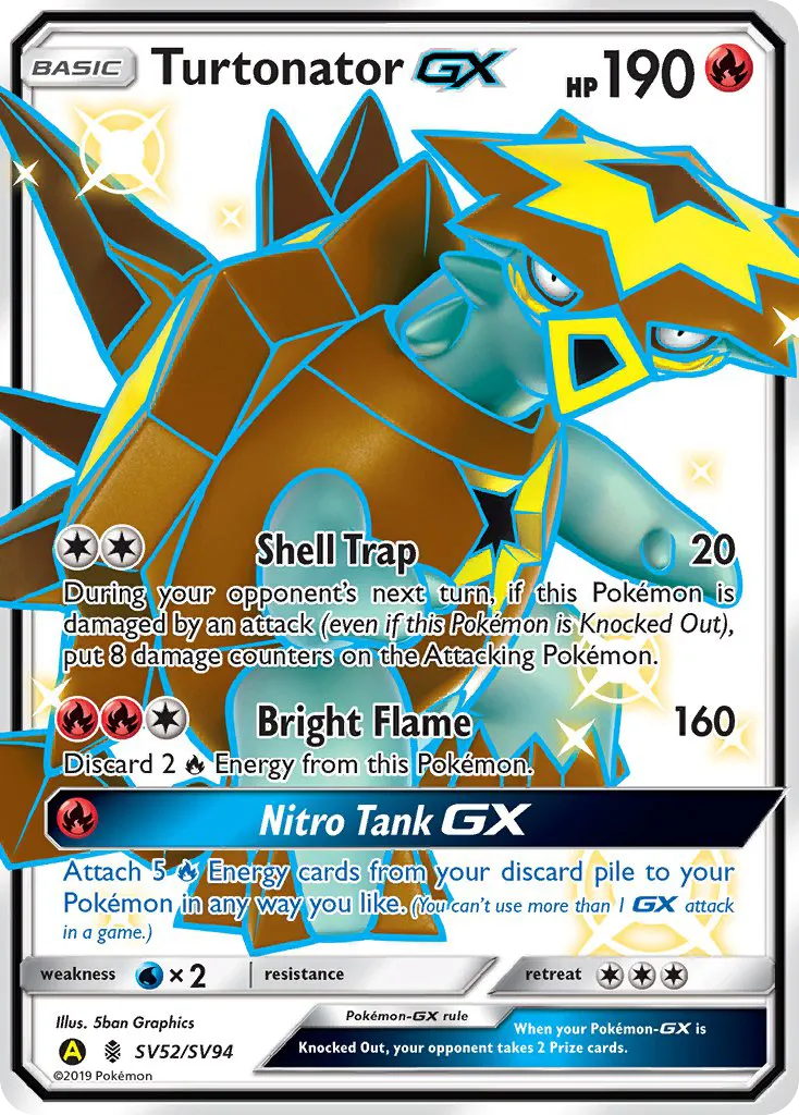 2019 Hidden Fates Shiny Vault Turtonator-GX #SV52 Rare Shiny GX card image