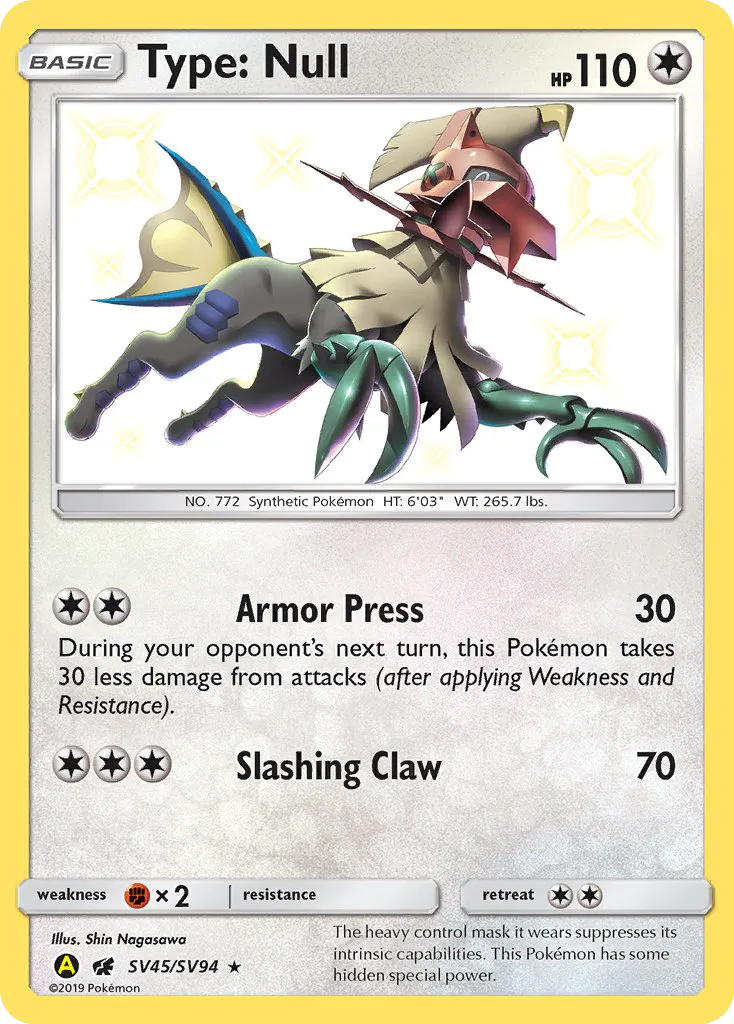 2019 Hidden Fates Shiny Vault Type: Null #SV45 Rare Shiny card image