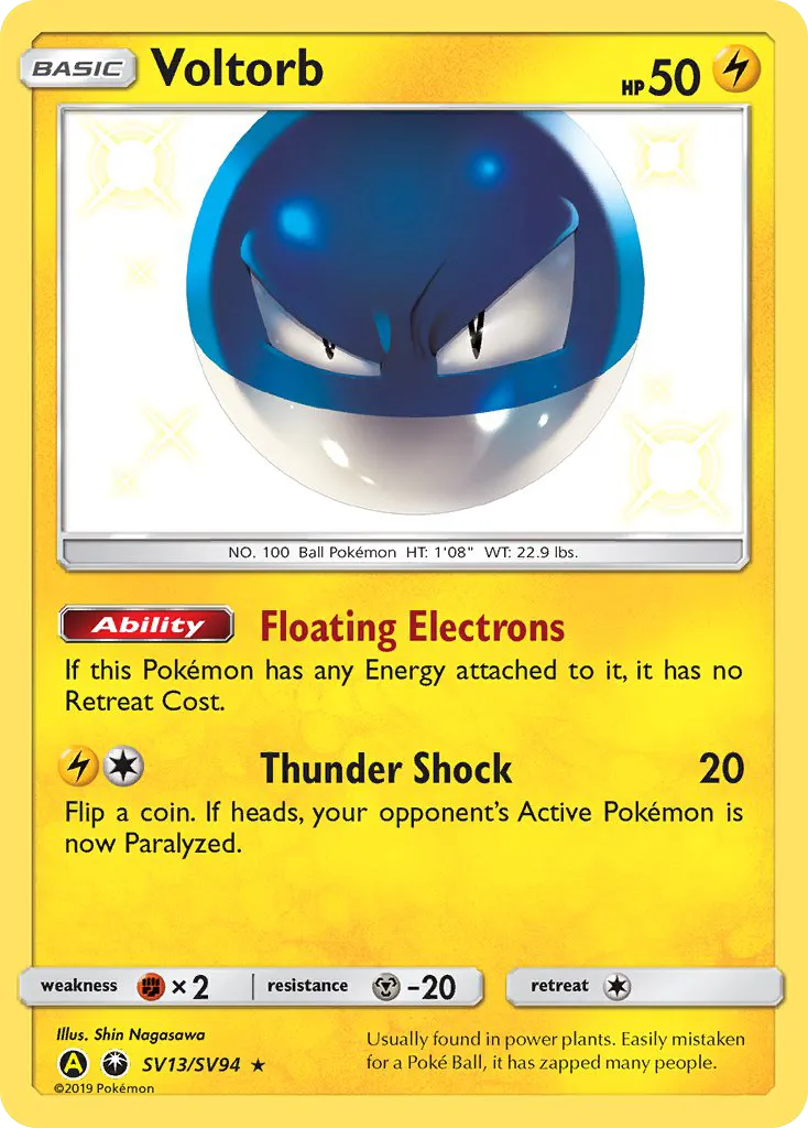 2019 Hidden Fates Shiny Vault Voltorb #SV13 Rare Shiny card image