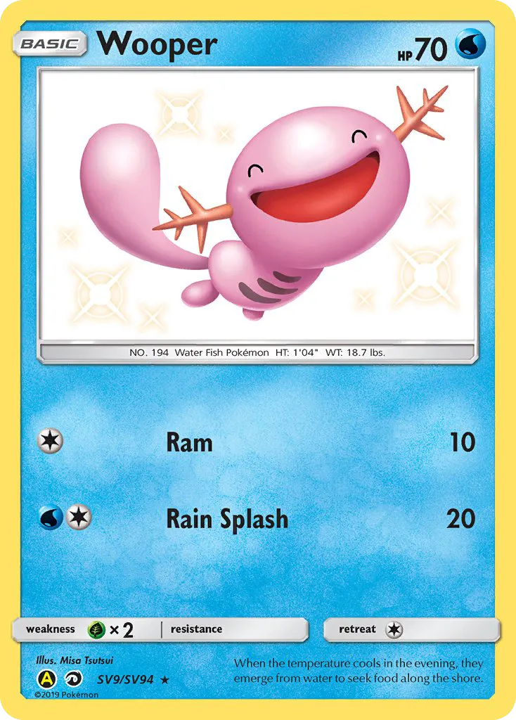 2019 Hidden Fates Shiny Vault Wooper #SV9 Rare Shiny card image
