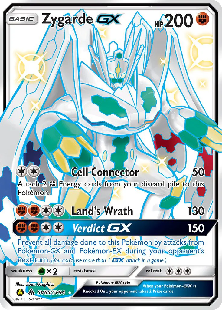 2019 Hidden Fates Shiny Vault Zygarde-GX #SV65 Rare Shiny GX card image